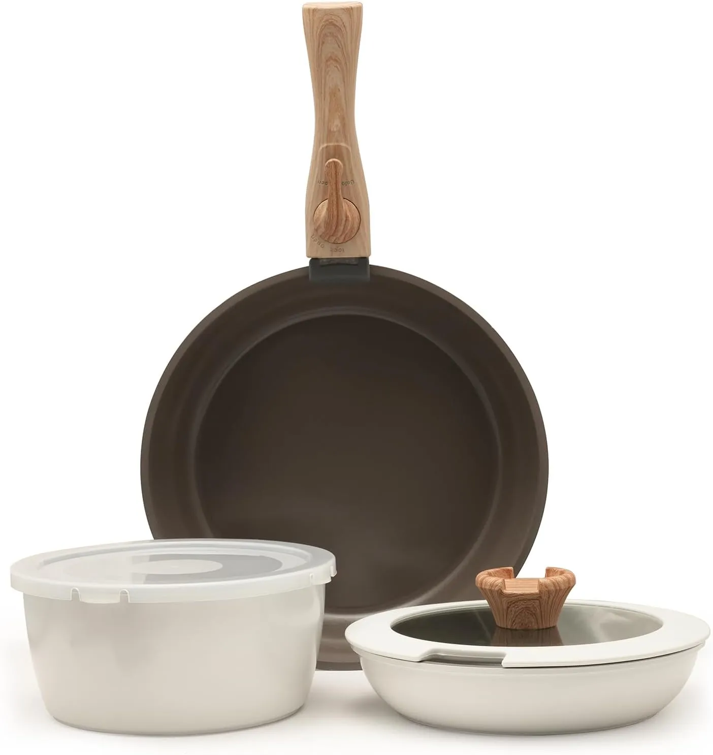 ZHANG XIAO QUAN SINCE 1628 Pots and Pans Set Non Stick, White Pots and Pans Set, 6PCS Aluminium Oven Safe Cookware Set, PTFE/PFAS/PFOA Free Cookware, Non Stick Pots and Pan Set Detachable Handle