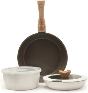 ZHANG XIAO QUAN SINCE 1628 Pots and Pans Set Non Stick, White Pots and Pans Set, 6PCS Aluminium Oven Safe Cookware Set, PTFE/PFAS/PFOA Free Cookware, Non Stick Pots and Pan Set Detachable Handle
