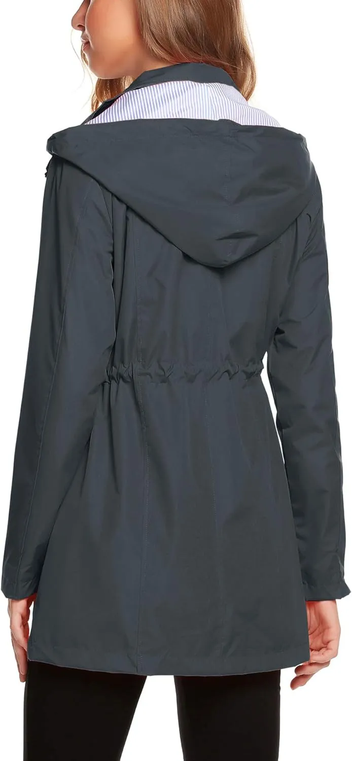 ZHENWEI Womens Lightweight Hooded Waterproof Active Outdoor Rain Jacket S-XXL