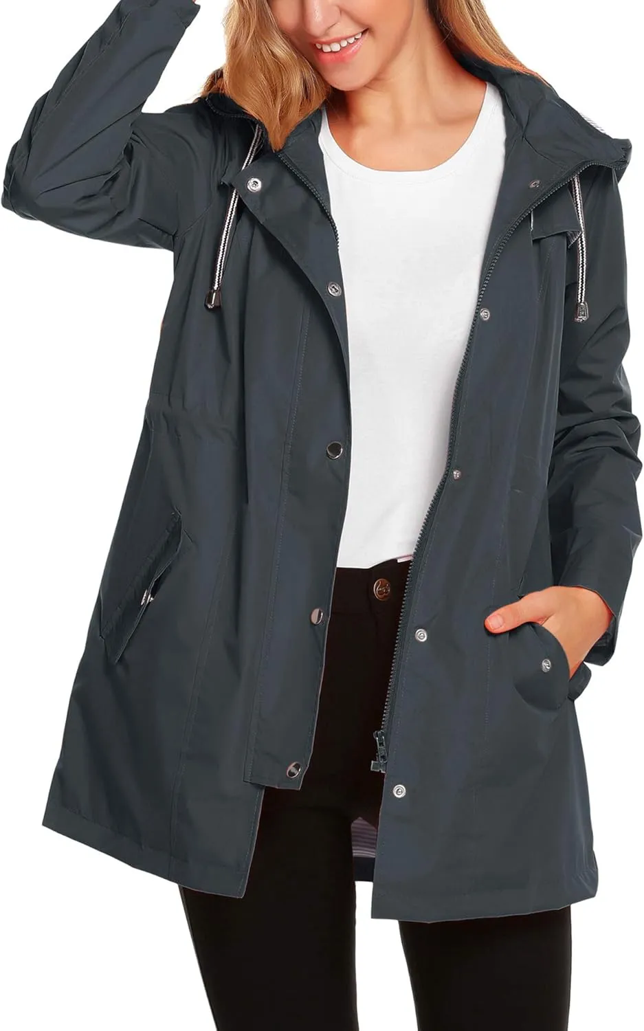 ZHENWEI Womens Lightweight Hooded Waterproof Active Outdoor Rain Jacket S-XXL