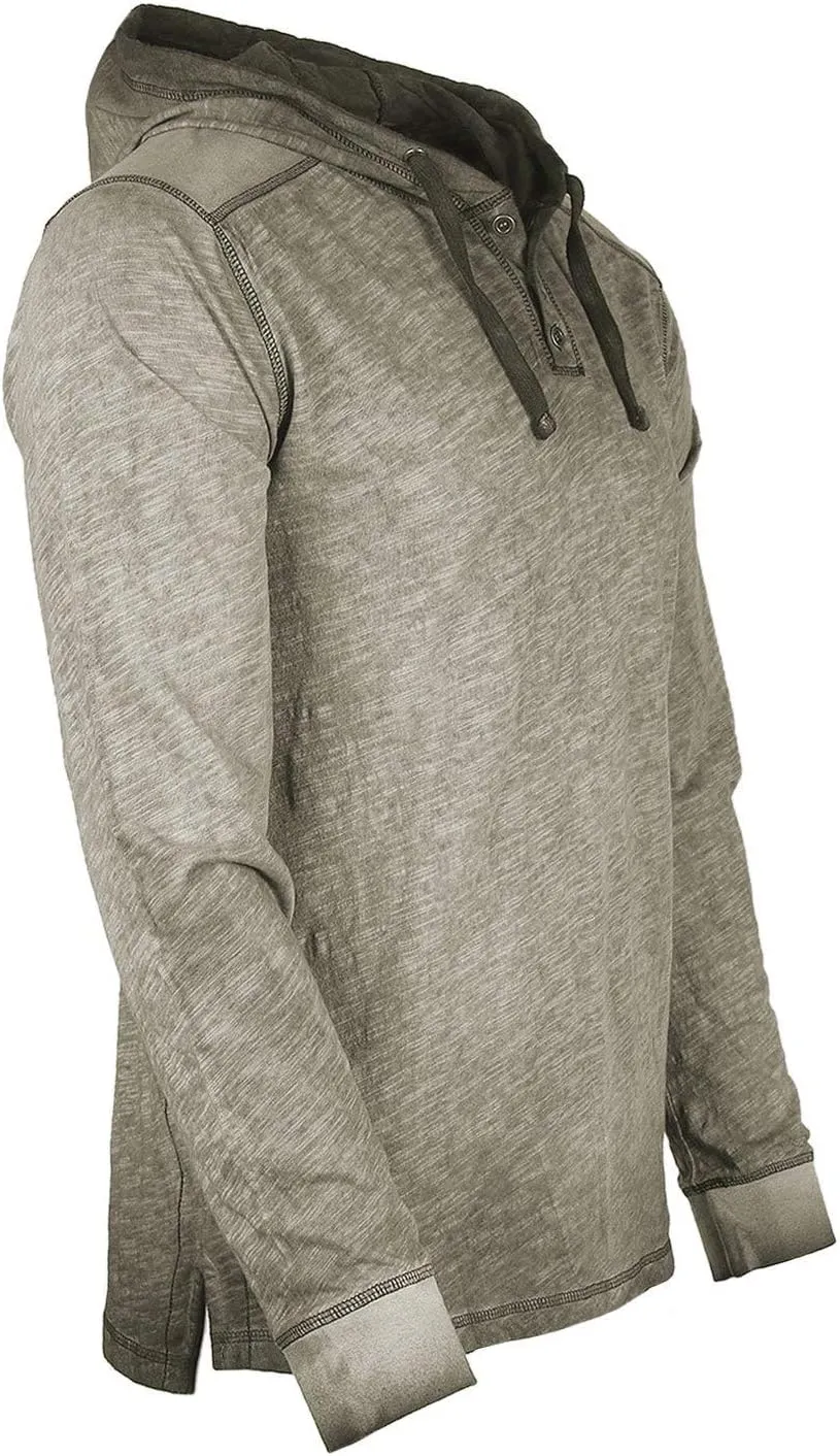ZIMEGO Men's Long Sleeve Hoodie Garment Dyed Pullover Hood shirt - Lightweight