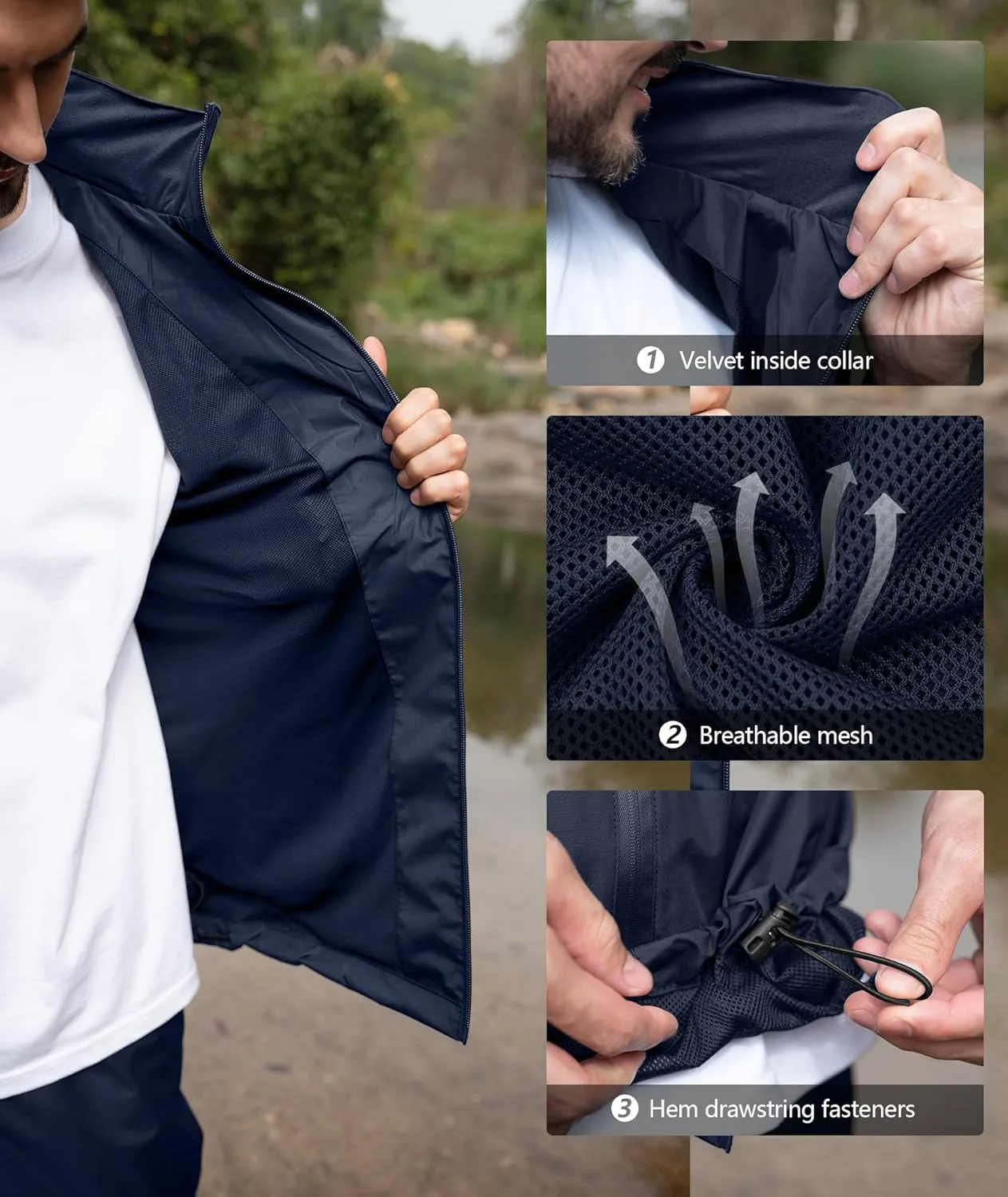 ZITY Rain Suit for Men Women Unisex Waterproof Golf Rain Gear Lightweight Breathable Mesh Waterpoof Zipper Pockets