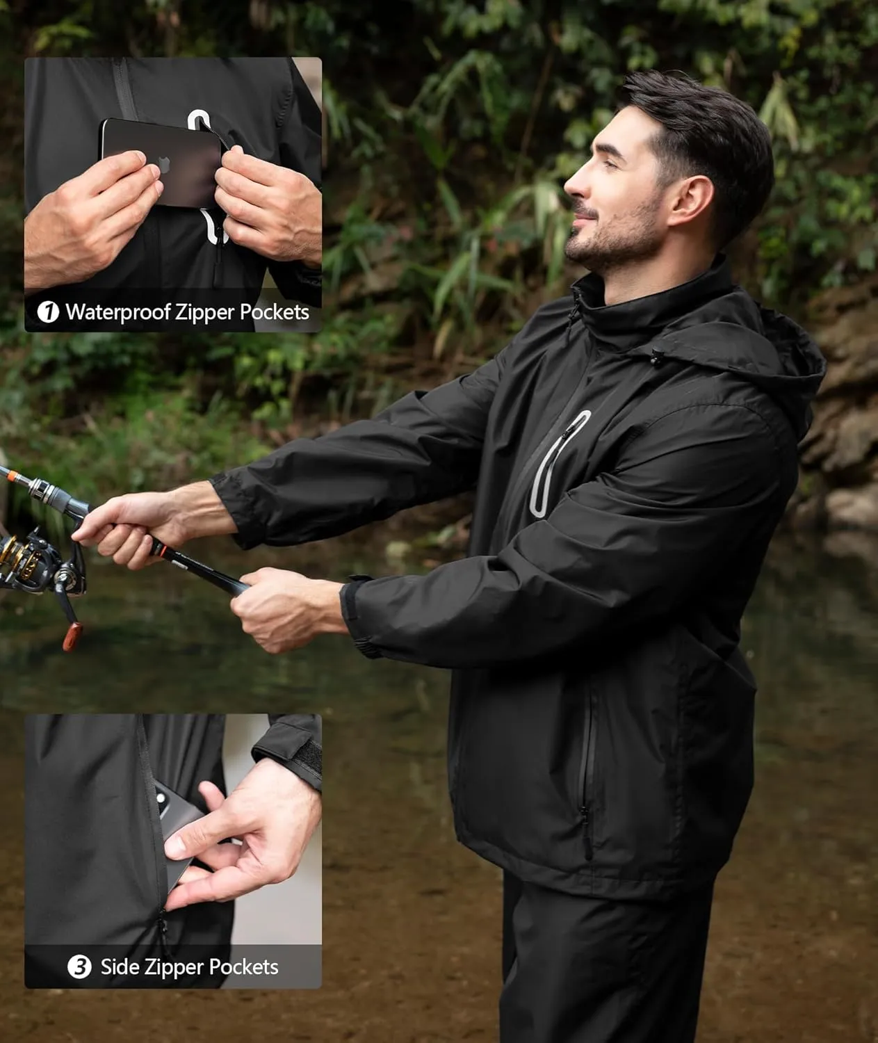 ZITY Rain Suit for Men Women Unisex Waterproof Golf Rain Gear Lightweight Breathable Mesh Waterpoof Zipper Pockets