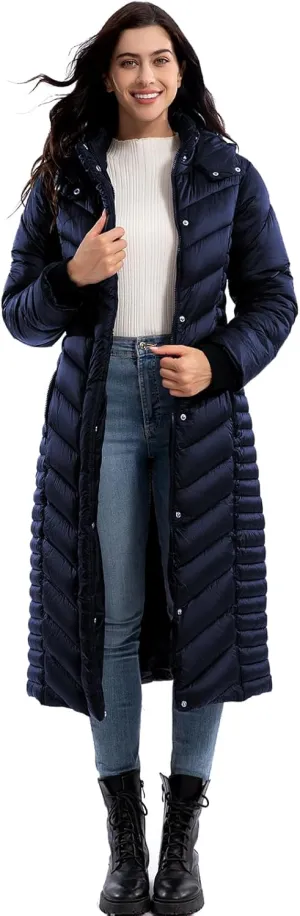 ZMC Thicken Women's Winter Puffer Coat, Warm Hooded Long Puffy Packable Jacket