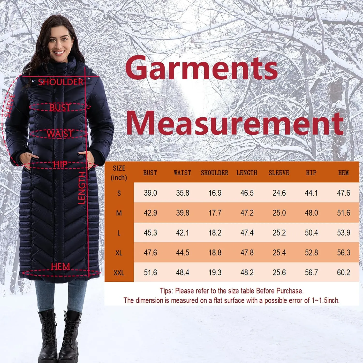 ZMC Thicken Women's Winter Puffer Coat, Warm Hooded Long Puffy Packable Jacket