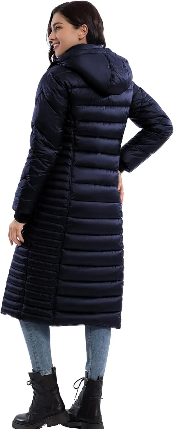 ZMC Thicken Women's Winter Puffer Coat, Warm Hooded Long Puffy Packable Jacket