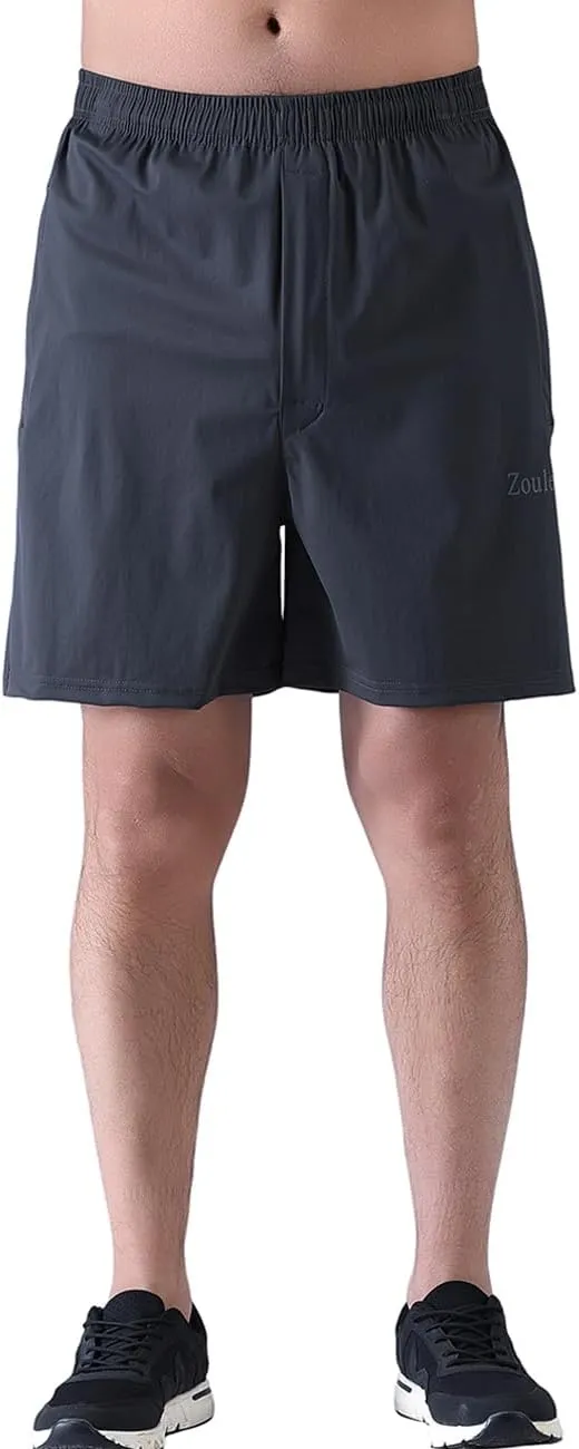 Zoulee Men's Lightweight Athletic Shorts Quick Dry Workout Sports Shorts 7"/ 5"/ 9" with Front Fly