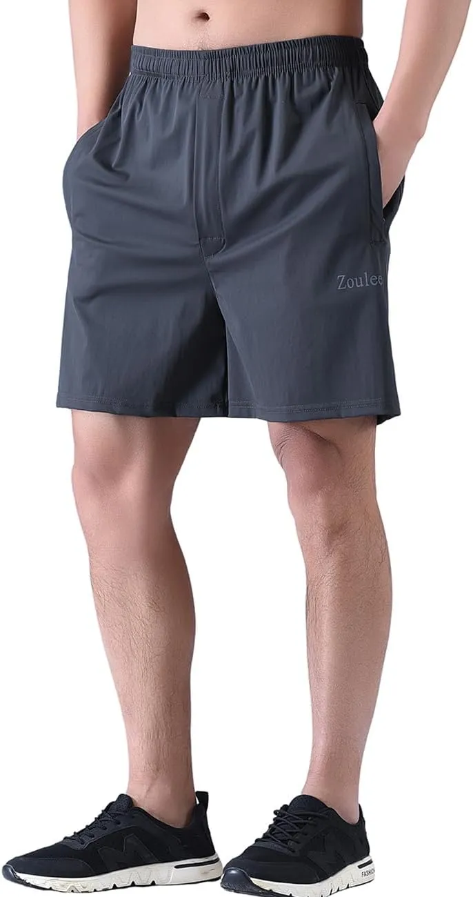 Zoulee Men's Lightweight Athletic Shorts Quick Dry Workout Sports Shorts 7"/ 5"/ 9" with Front Fly