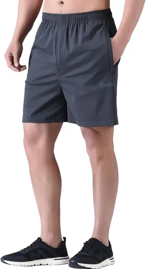 Zoulee Men's Lightweight Athletic Shorts Quick Dry Workout Sports Shorts 7"/ 5"/ 9" with Front Fly