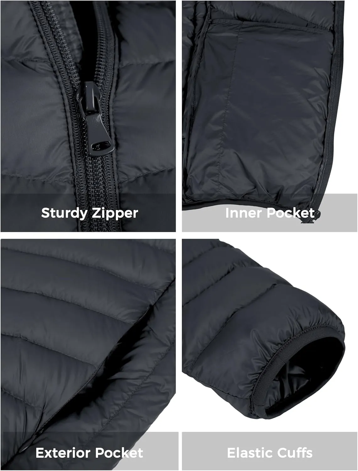 ZSHOW Men's Packable Puffer Jacket Hooded Lightweight Winter Coat for Travel Outdoor Hiking
