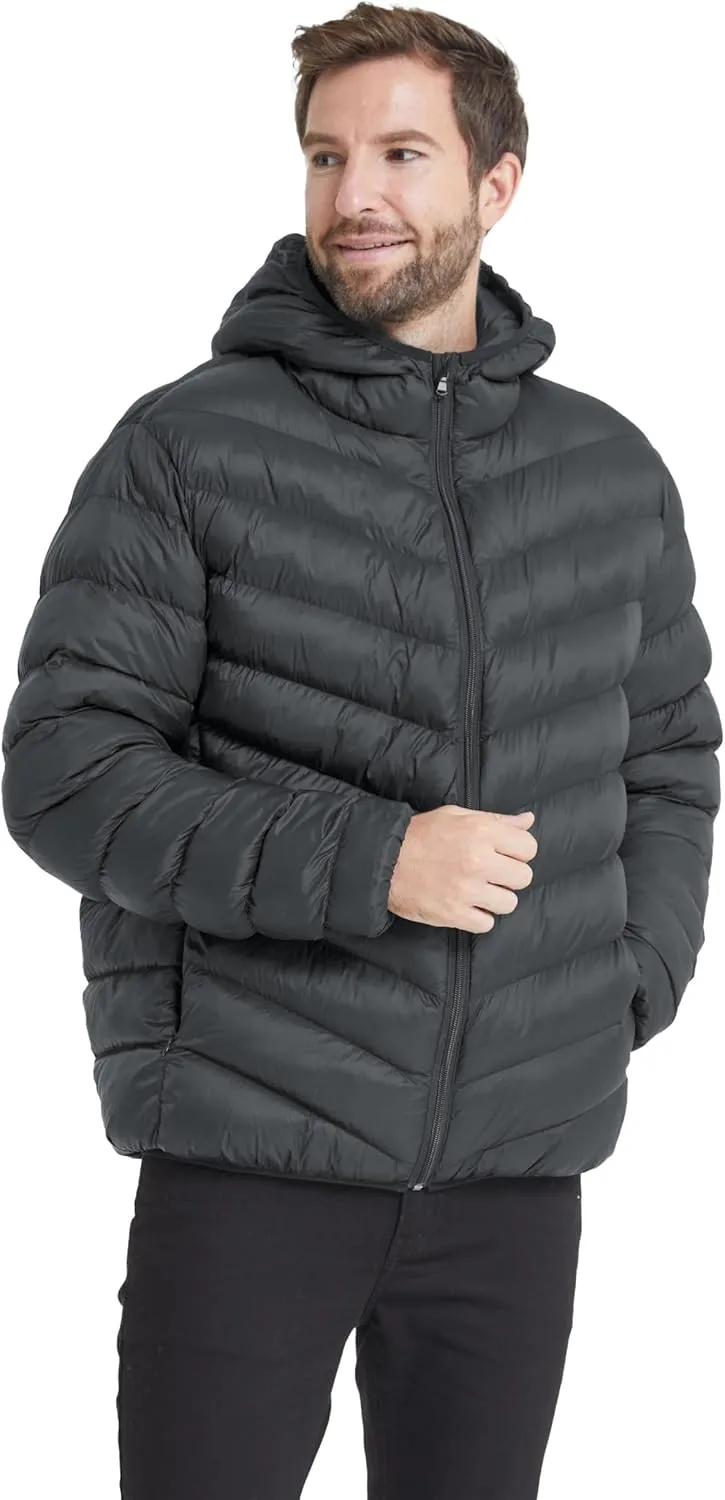 ZSHOW Men's Packable Puffer Jacket Hooded Lightweight Winter Coat for Travel Outdoor Hiking