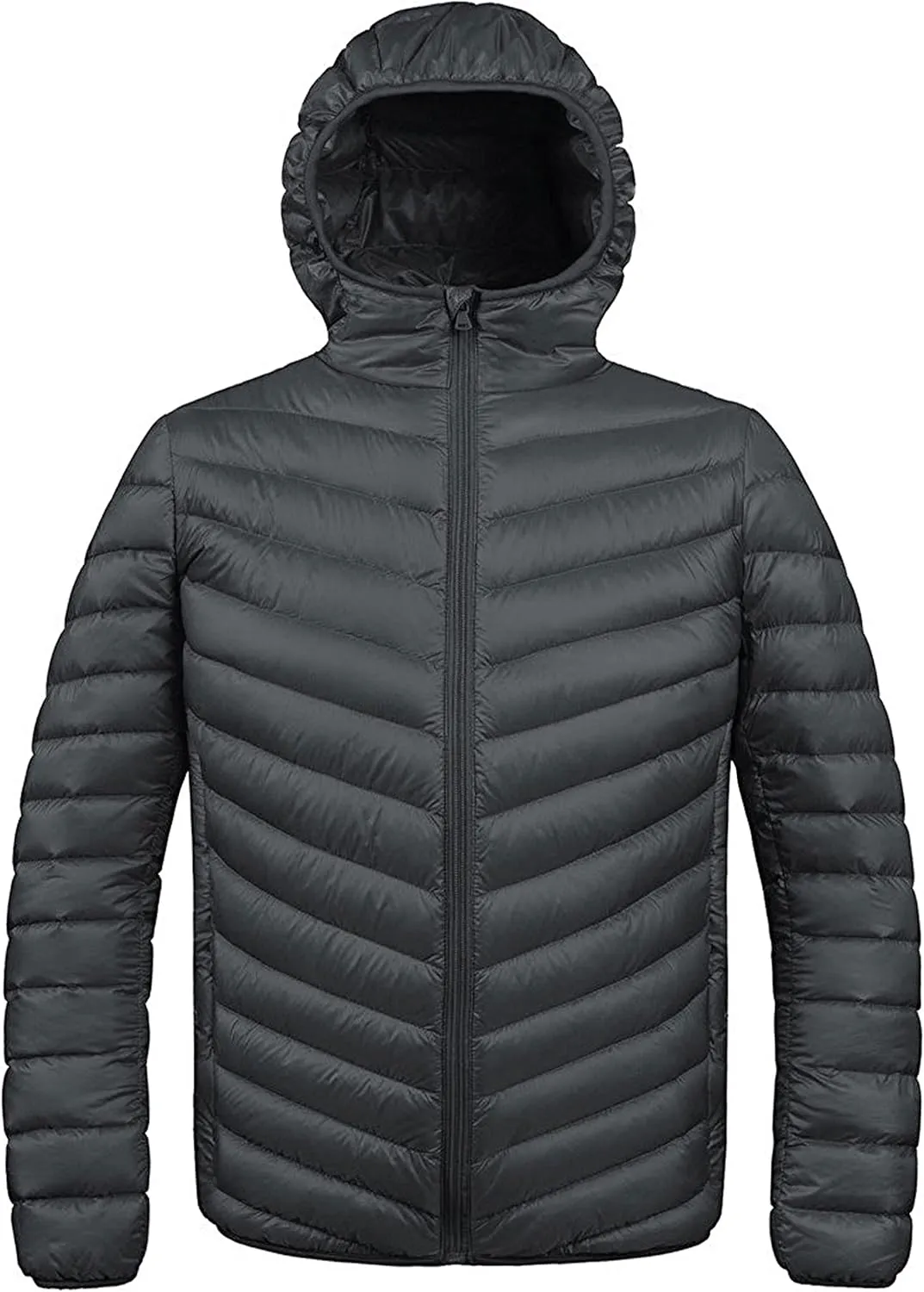 ZSHOW Men's Packable Puffer Jacket Hooded Lightweight Winter Coat for Travel Outdoor Hiking