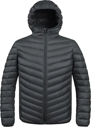 ZSHOW Men's Packable Puffer Jacket Hooded Lightweight Winter Coat for Travel Outdoor Hiking